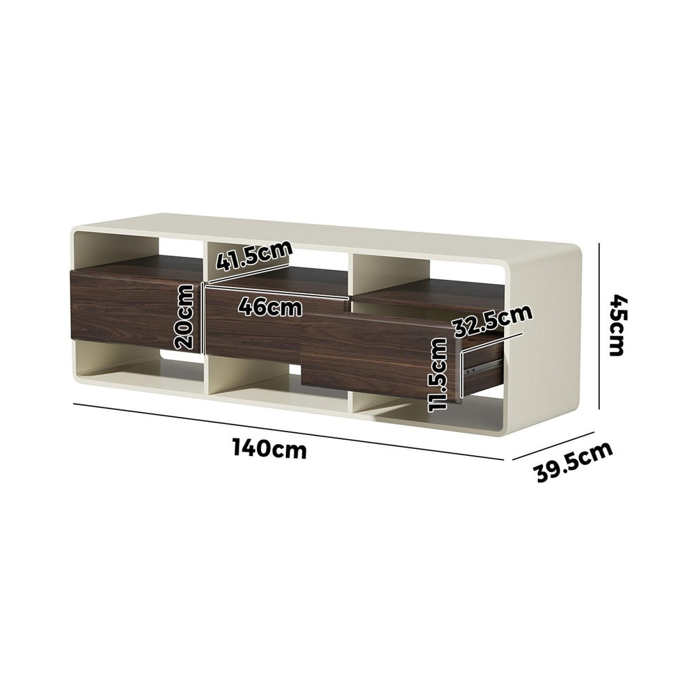 Sanremo Open Shelf 140cm TV Unit | White Retro Modern Multi Draw Entertainment Unit