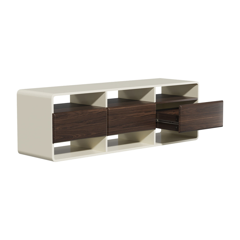Sanremo Open Shelf 140cm TV Unit | White Retro Modern Multi Draw Entertainment Unit