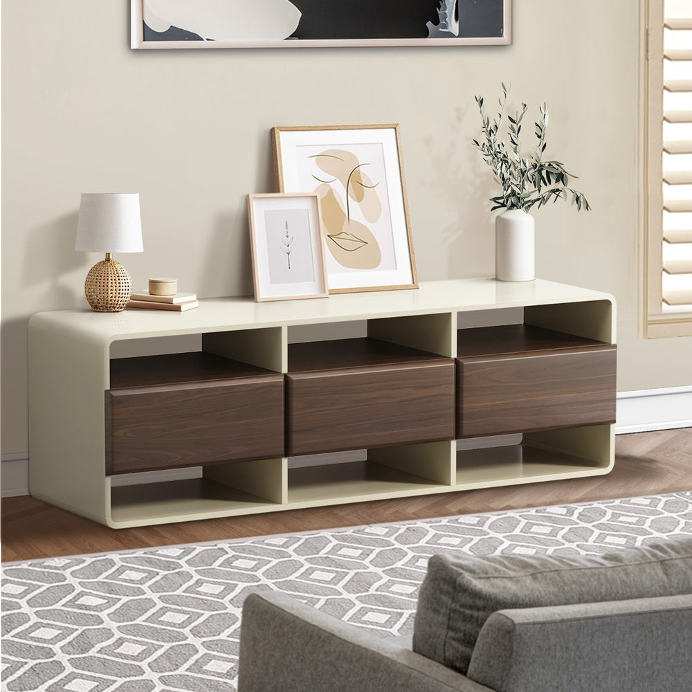 Sanremo Open Shelf 140cm TV Unit | White Retro Modern Multi Draw Entertainment Unit