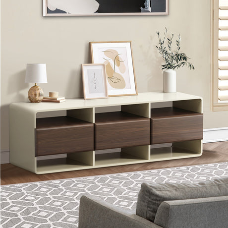 Sanremo Open Shelf 140cm TV Unit | White Retro Modern Multi Draw Entertainment Unit