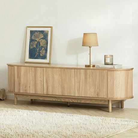 Elva Scandi Fluted Entertainment Unit | Ripple Curved 160cm TV Unit With Storage
