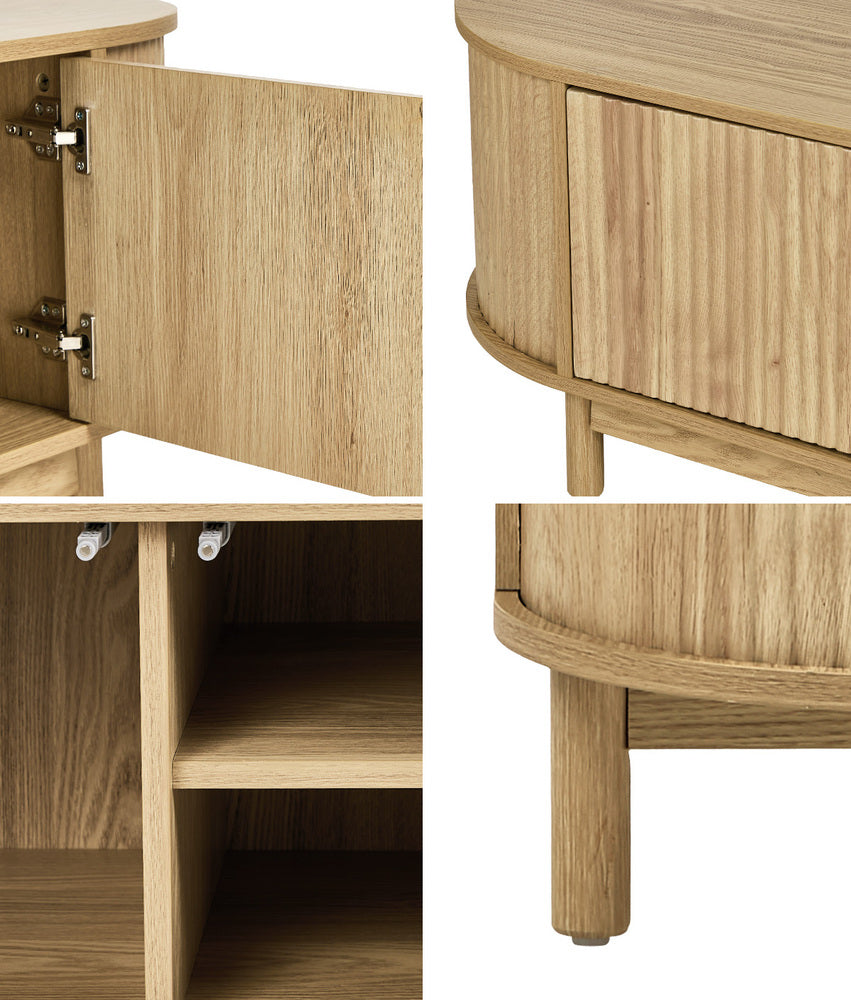Elva Scandi Fluted Entertainment Unit | Ripple Curved 160cm TV Unit With Storage