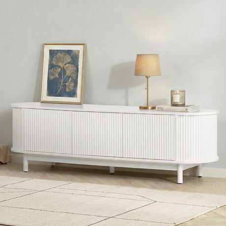 Elva Scandi Fluted Entertainment Unit | Ripple Curved 160cm TV Unit With Storage
