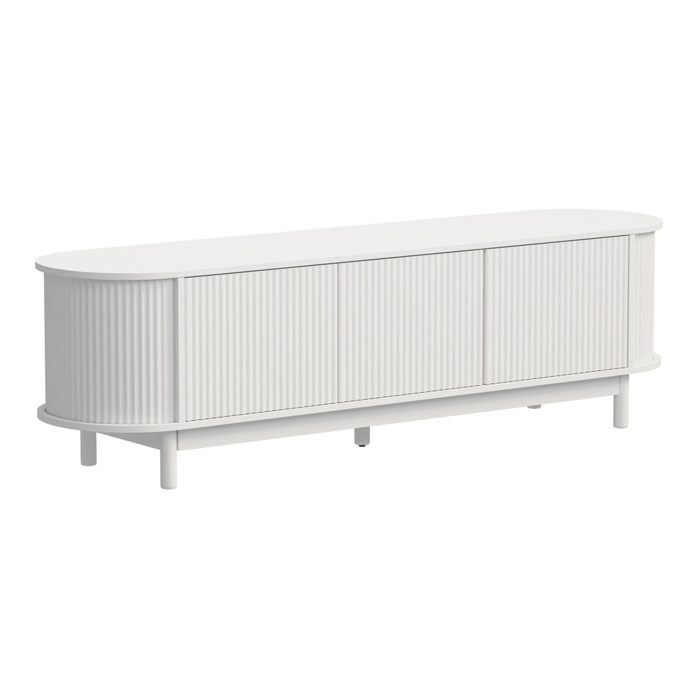 Elva Scandi Fluted Entertainment Unit | Ripple Curved 160cm TV Unit With Storage