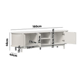 Elva Scandi Fluted Entertainment Unit | Ripple Curved 160cm TV Unit With Storage