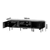 Amolfo Linear 180cm Woodgrain TV Unit | Two Door Modern Retro Look Entertainment Unit