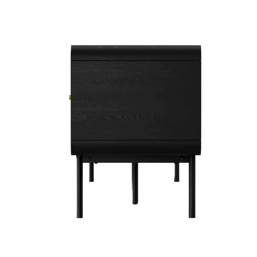 Amolfo Linear 180cm Woodgrain TV Unit | Two Door Modern Retro Look Entertainment Unit