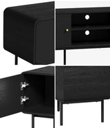 Amolfo Linear 180cm Woodgrain TV Unit | Two Door Modern Retro Look Entertainment Unit