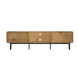 Amolfo Linear 180cm Woodgrain TV Unit | Two Door Modern Retro Look Entertainment Unit