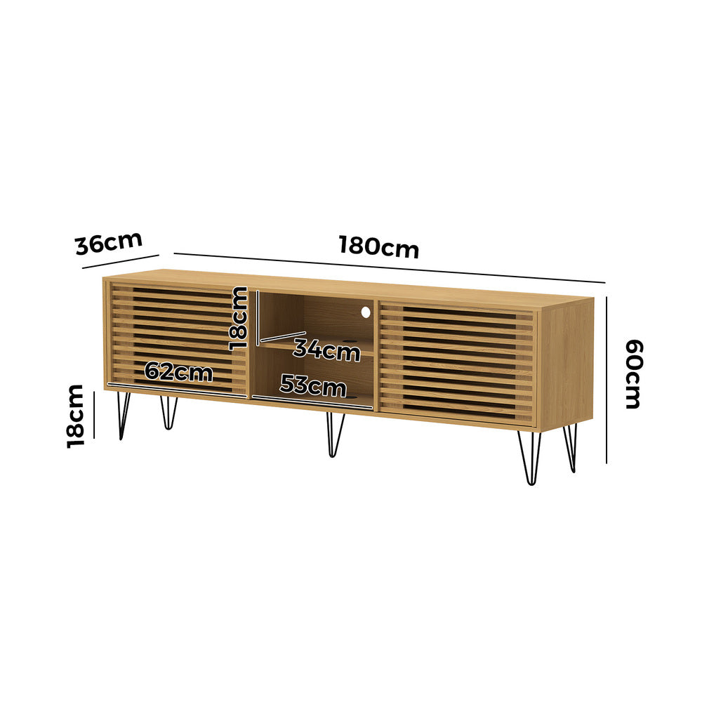 Polizano 180cm Wooden TV Cabinet Entertainment Unit | Modern TV Unit with Storage
