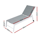 Santorini Adjustable Aluminium Sun Lounge | 5 Position Outdoor Pool Lounger Day Bed With Moveable Wheels