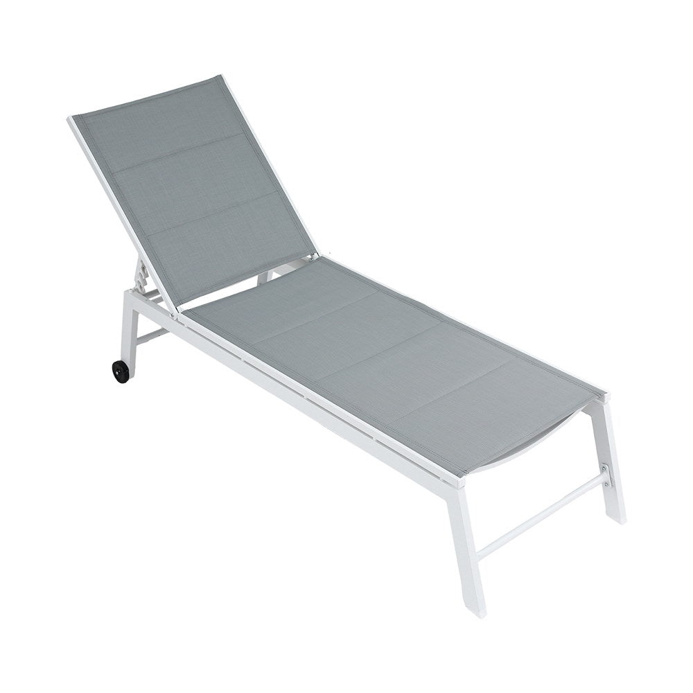 Santorini Adjustable Aluminium Sun Lounge | 5 Position Outdoor Pool Lounger Day Bed With Moveable Wheels
