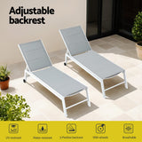 Santorini Adjustable Aluminium Sun Lounge | 5 Position Outdoor Pool Lounger Day Bed With Moveable Wheels