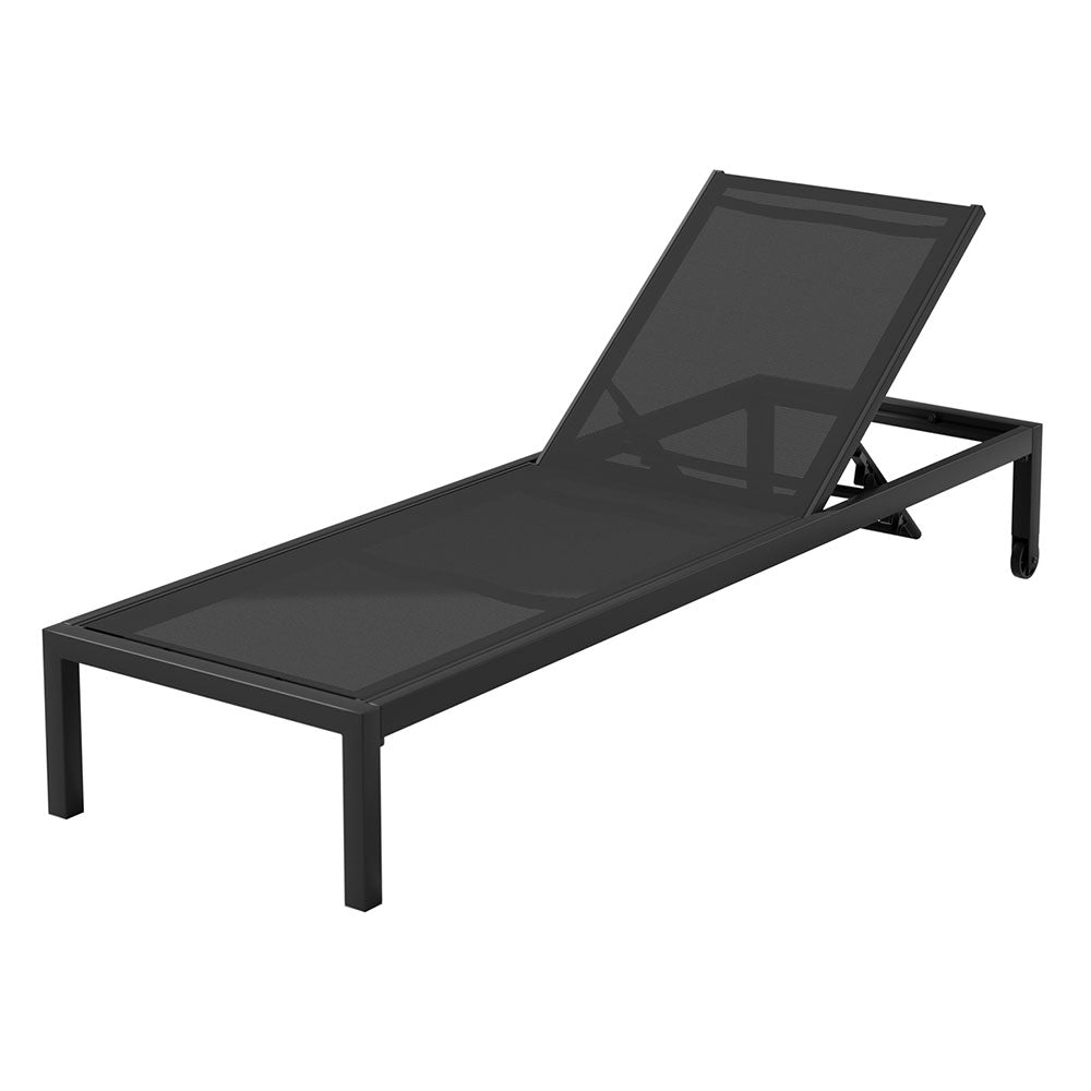 Santorini Adjustable Aluminium Sun Lounge | 5 Position Outdoor Pool Lounger Day Bed With Moveable Wheels