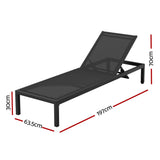 Santorini Adjustable Aluminium Sun Lounge | 5 Position Outdoor Pool Lounger Day Bed With Moveable Wheels
