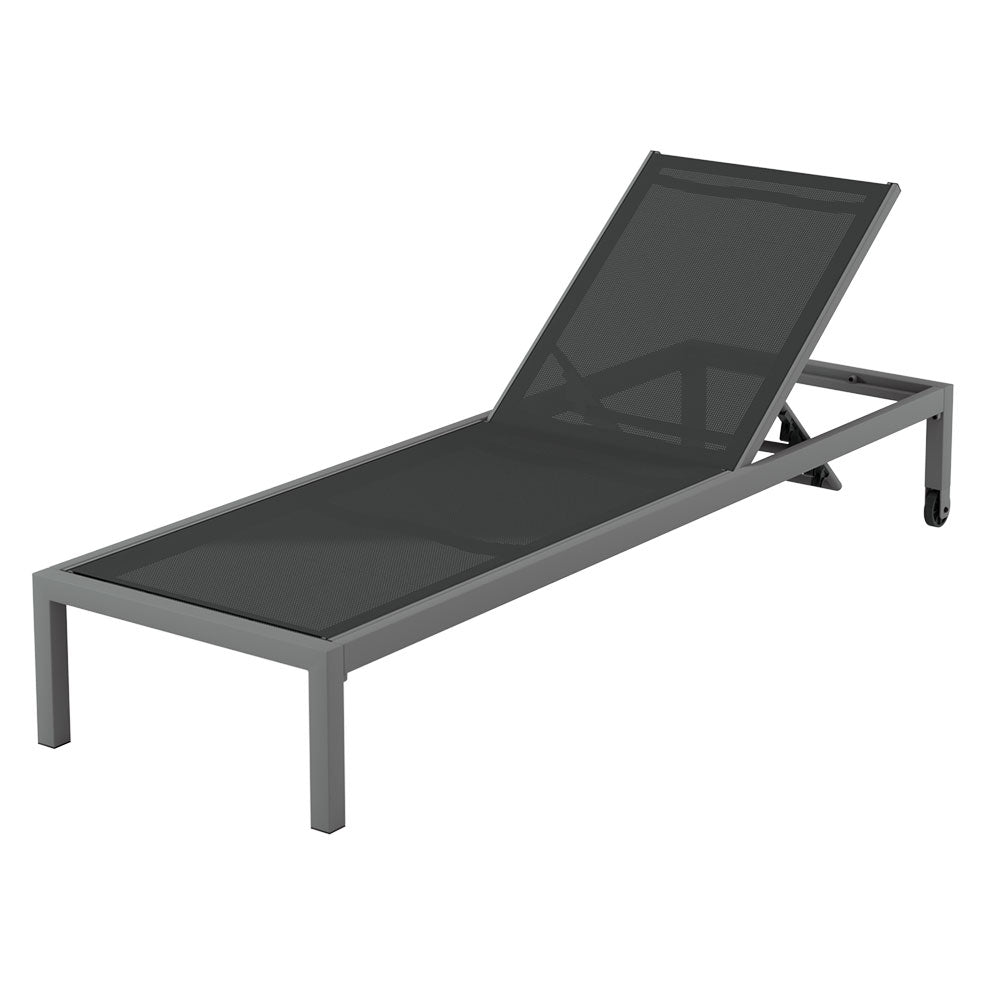 Santorini Adjustable Aluminium Sun Lounge | 5 Position Outdoor Pool Lounger Day Bed With Moveable Wheels