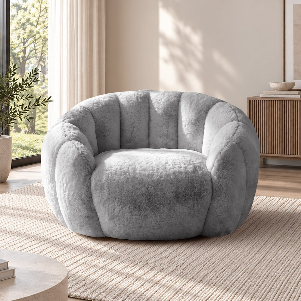 Lexi Super Soft Faux Rabbit Fleece Bean Bag | Soft Plush Fabric Floor Lounge