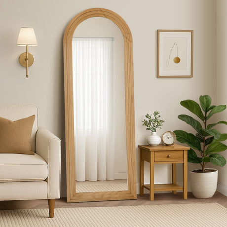 Imoli Arched 165 x 60cm Wall or Floor Designer Mirror | Modern Full Length Wooden Décor Mirror