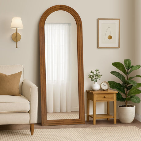 Imoli Arched 165 x 60cm Wall or Floor Designer Mirror | Modern Full Length Wooden Décor Mirror
