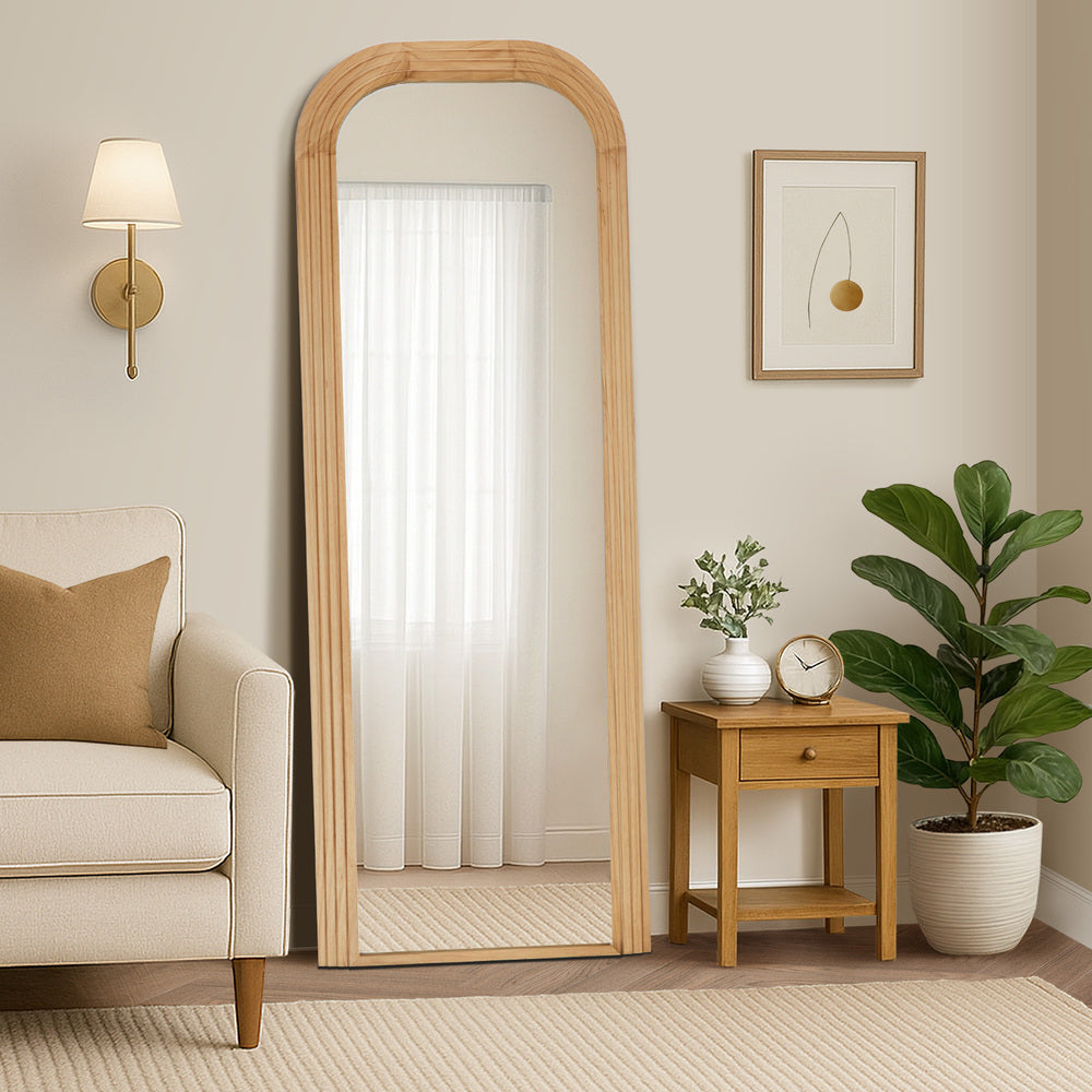 Astore Arched 165 x 60cm Wall or Floor Designer Mirror | Modern Full Length Wooden Décor Mirror