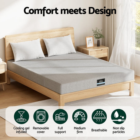 Luxore 7 Zone Bamboo Charcoal Cool Gel Infused Memory Foam Mattress | 15cm Medium Firm Eco Bamboo Soft Mattress