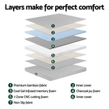 Luxore 7 Zone Bamboo Charcoal Cool Gel Infused Memory Foam Mattress | 15cm Medium Firm Eco Bamboo Soft Mattress