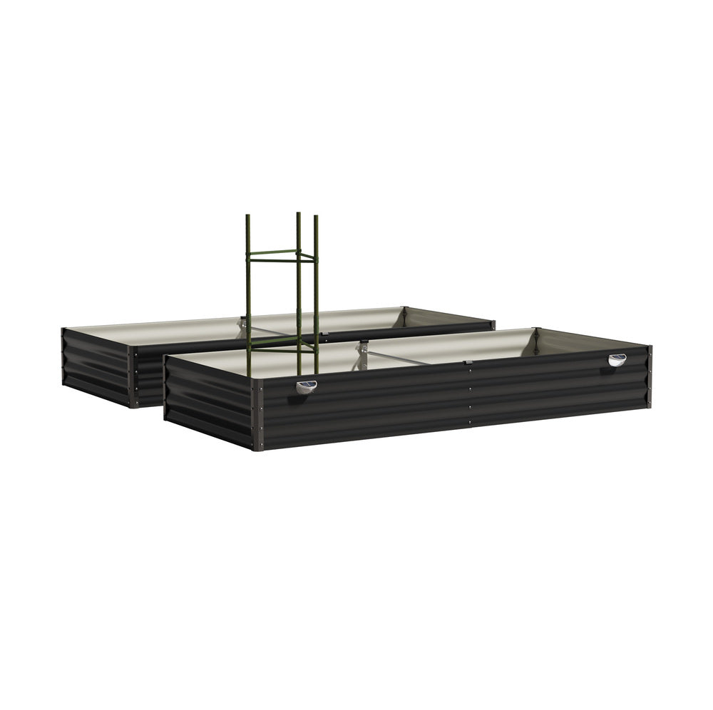 Greenio Premium Raised Garden Bed with Plant Stand | LED Lights Galvanised Steel Planter Garden Bed