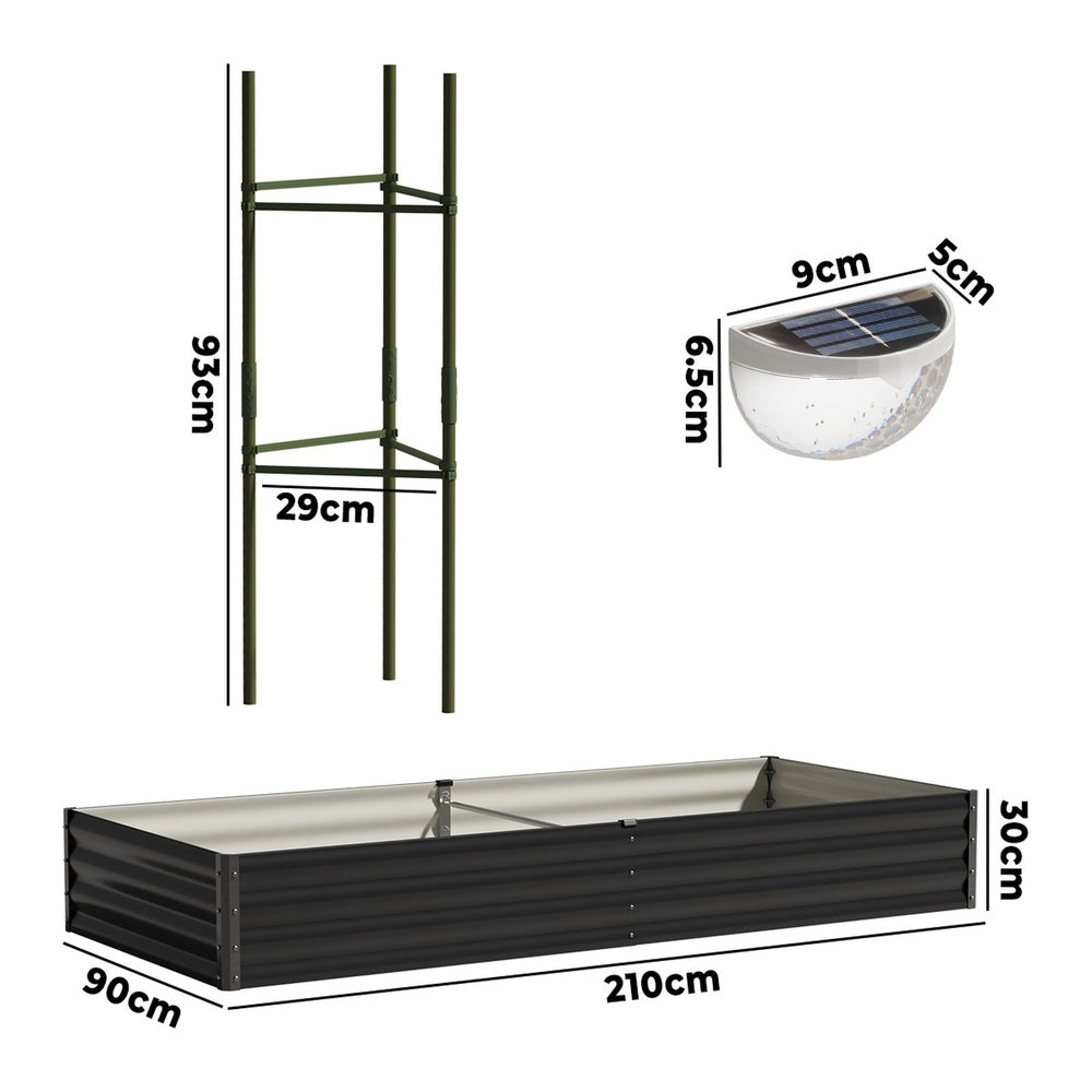 Greenio Premium Raised Garden Bed with Plant Stand | LED Lights Galvanised Steel Planter Garden Bed