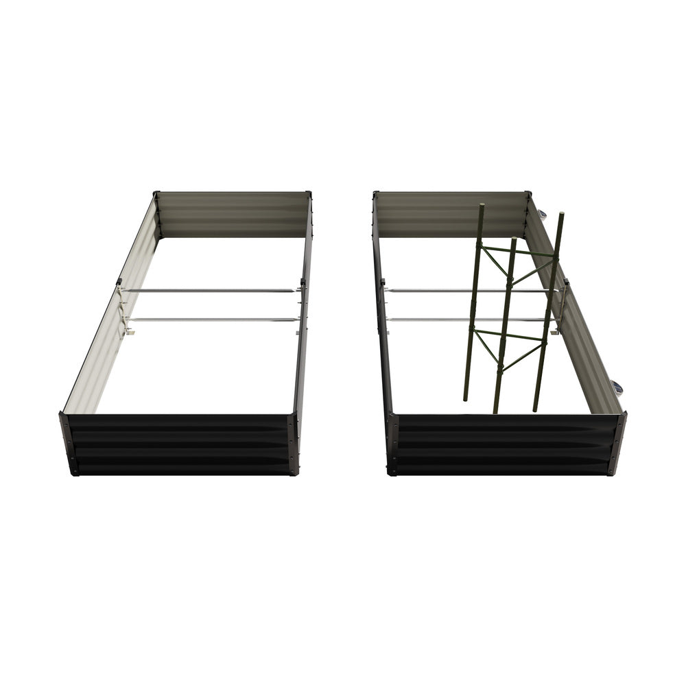Greenio Premium Raised Garden Bed with Plant Stand | LED Lights Galvanised Steel Planter Garden Bed
