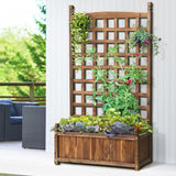 Arezzo Wooden Garden Bed with Climbing Trellis | Raised Garden Bed Standing Flower Vegetable Planter
