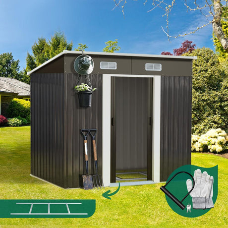 Forte Premium Outdoor Metal Garden Shed with Air Vents | High Quality Storage Garden Shed