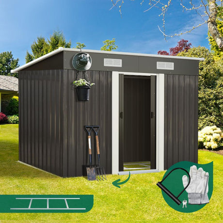 Forte Premium Outdoor Metal Garden Shed with Air Vents | High Quality Storage Garden Shed