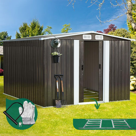 Forte Premium Outdoor Metal Garden Shed with Air Vents | High Quality Storage Garden Shed