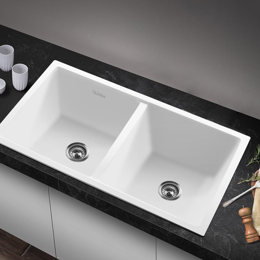 Super High Quality Granite Stone Composite Kitchen Sink in Black or White | Kitchen Laundry Granite Sinks