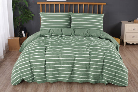 Ramesses Soft Washed 100% Cotton Yarn Dyed Quilt Cover Set | Breathable Natural Texture Doona Cover Set