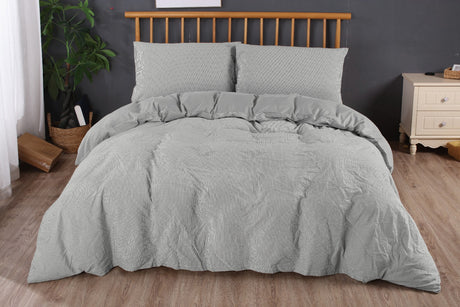 Ramesses Soft Washed 100% Cotton Yarn Dyed Quilt Cover Set | Breathable Natural Texture Doona Cover Set