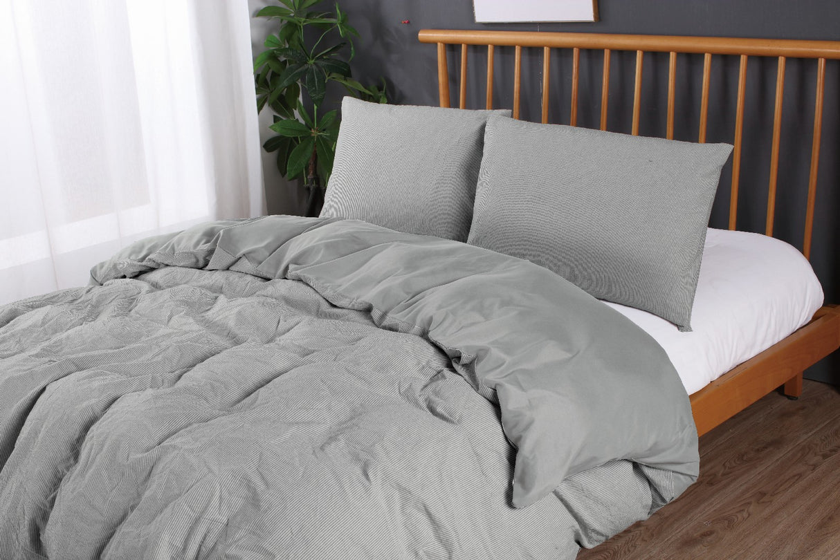 Ramesses Soft Washed 100% Cotton Yarn Dyed Quilt Cover Set | Breathable Natural Texture Doona Cover Set