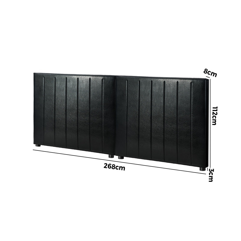 Amalfi Nero Black PU Leather Headboard | Luxury Elegant Bed Head Multi Size Bed Fit