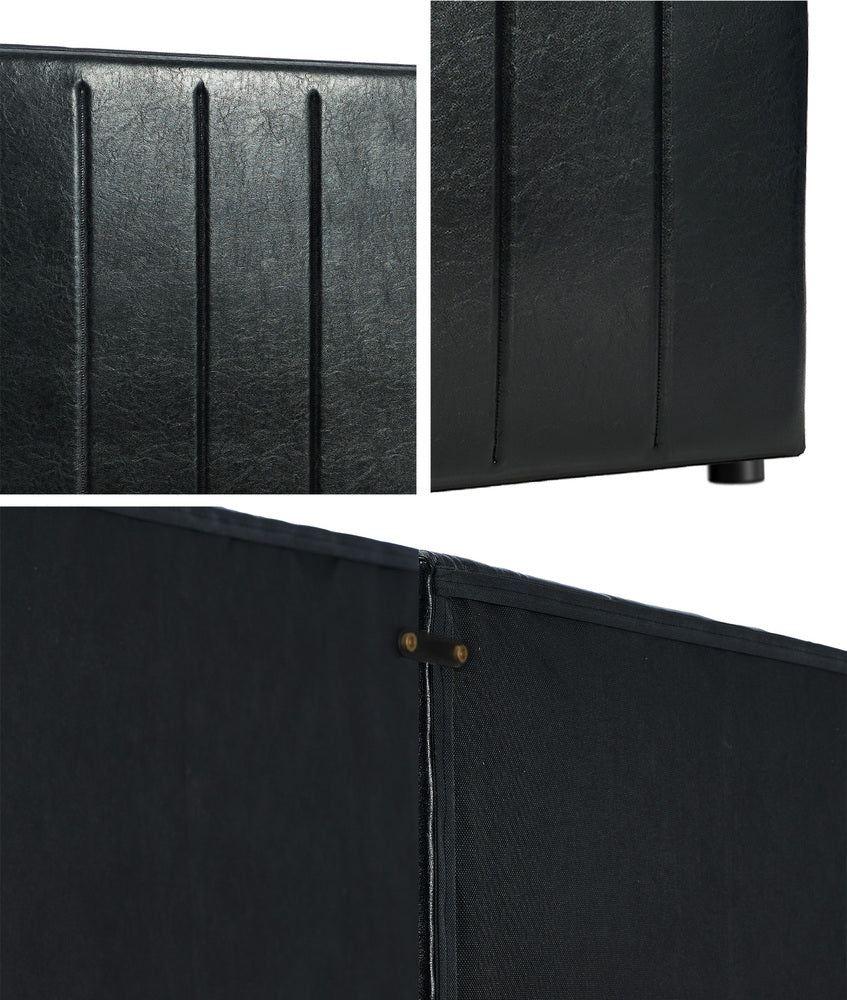 Amalfi Nero Black PU Leather Headboard | Luxury Elegant Bed Head Multi Size Bed Fit
