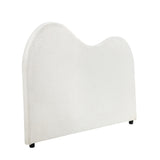 Teddy Plush Heart Boucle Fabric White Headboard | Cloud Shape Cushioned Upholstered Boucle Bed Head