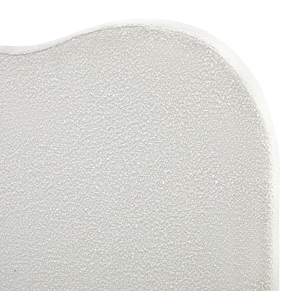 Teddy Plush Heart Boucle Fabric White Headboard | Cloud Shape Cushioned Upholstered Boucle Bed Head