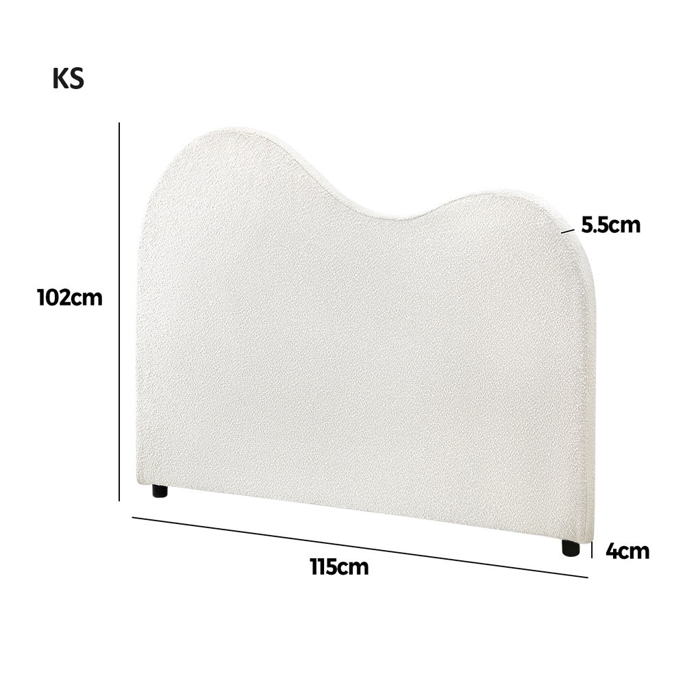 Teddy Plush Heart Boucle Fabric White Headboard | Cloud Shape Cushioned Upholstered Boucle Bed Head