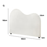 Teddy Plush Heart Boucle Fabric White Headboard | Cloud Shape Cushioned Upholstered Boucle Bed Head