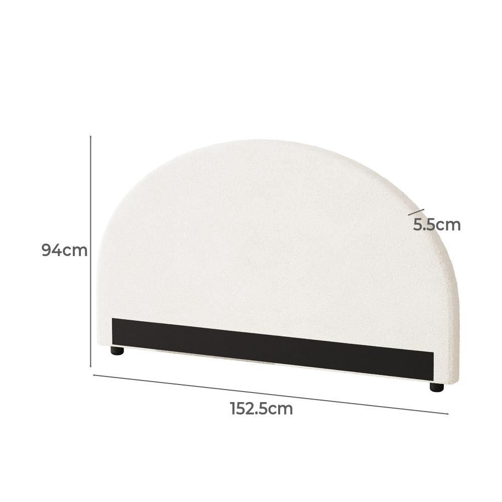 Teddy Soft Boucle Fabric Round Headboard | Cushioned White Upholstered Boucle Bed Head