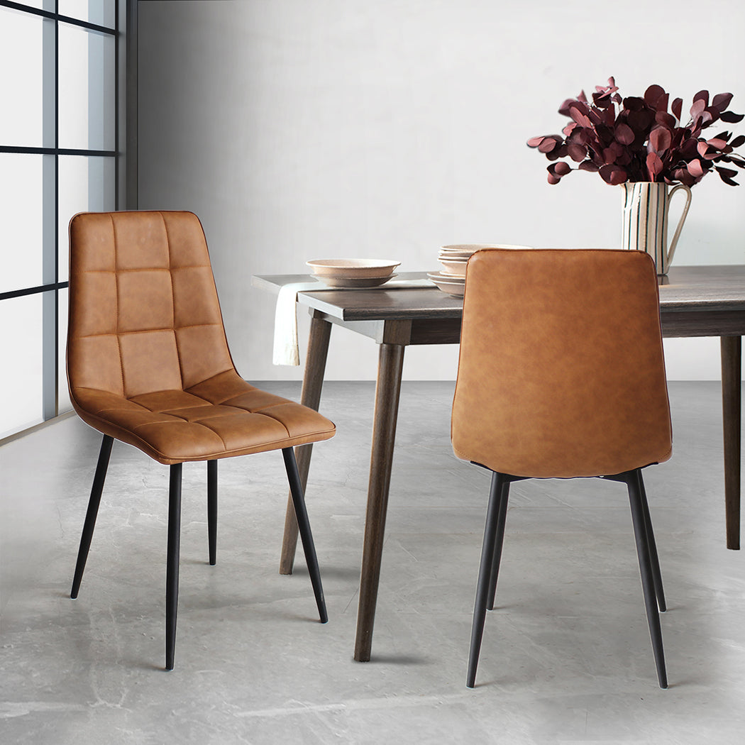 Set of Four Milano Premium PU Leather Dining Chairs | Plush Durable Padded Dining Chairs