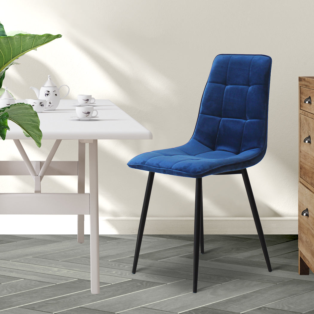 Set of Four Milano Premium Velvet Fabric Dining Chairs | Plush Velvet Padded Dining Chairs