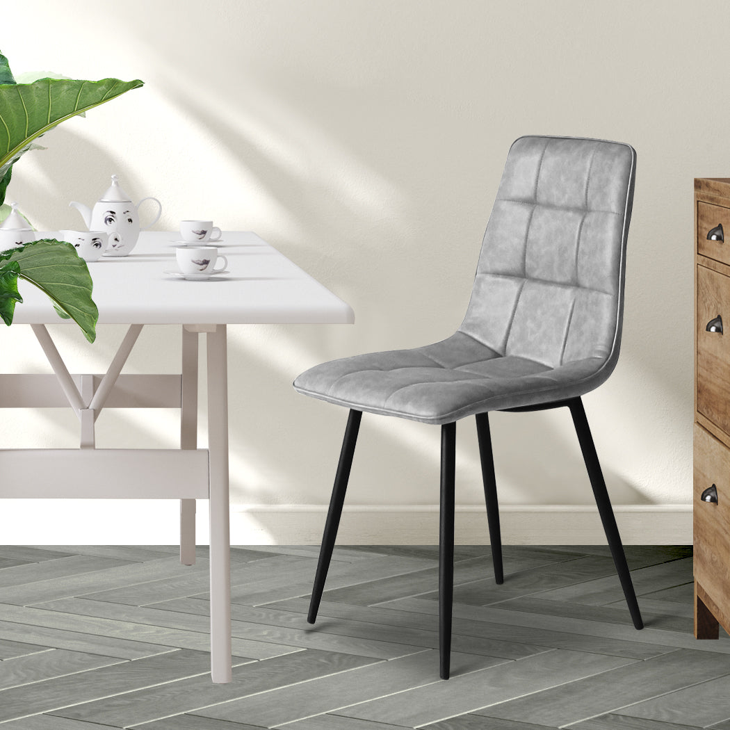 Set of Four Milano Premium PU Leather Dining Chairs | Plush Durable Padded Dining Chairs