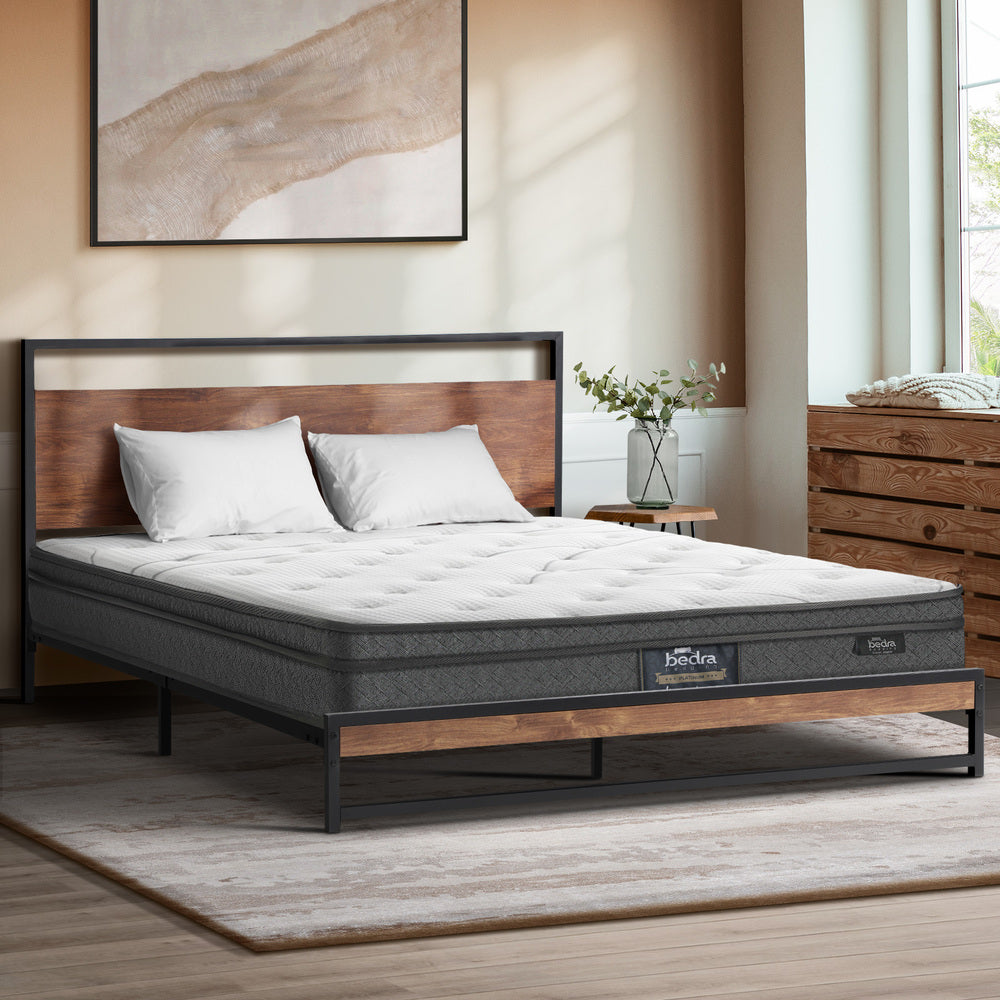 Nuvello Luxe Bonnell Spring Plush Pillowtop 21cm Mattress | Full Body Support Ventialted Medium Firm Matrress