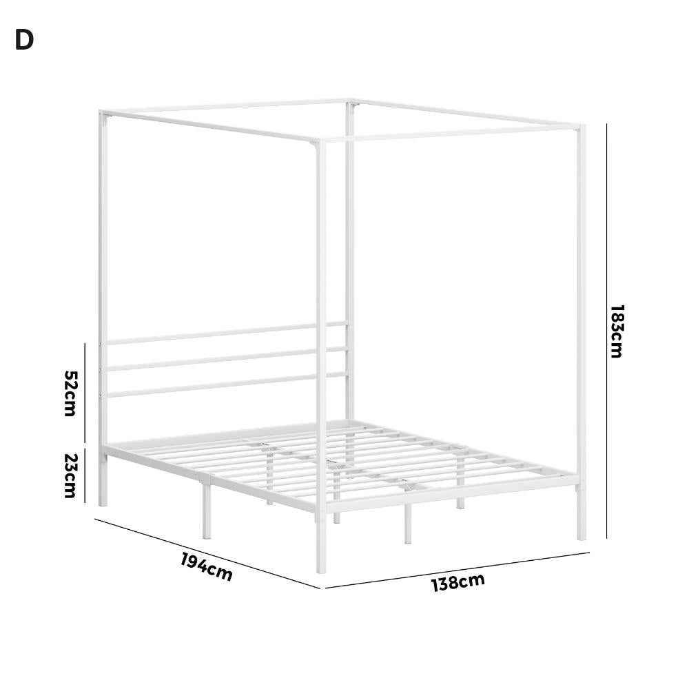 Casablanca Blanco Premium Canopy Style Metal Bed Frame | High Quality Designer Canopy Bed