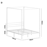 Casablanca Blanco Premium Canopy Style Metal Bed Frame | High Quality Designer Canopy Bed